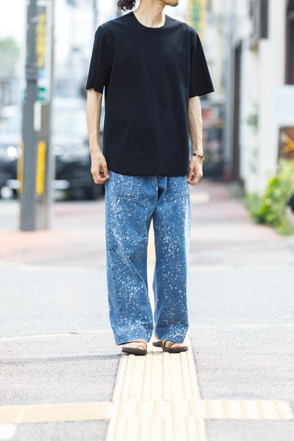 山内 yc55-261 / 強撚フリーカットポンチ・ショートスリーブTシャツ - Black