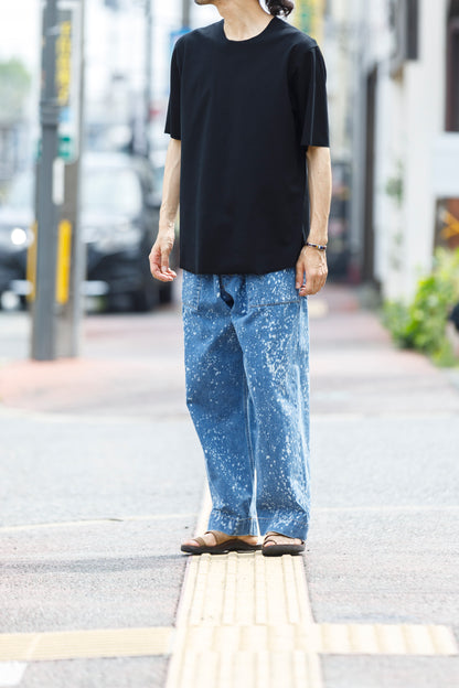 山内 yc55-261 / 強撚フリーカットポンチ・ショートスリーブTシャツ - Black