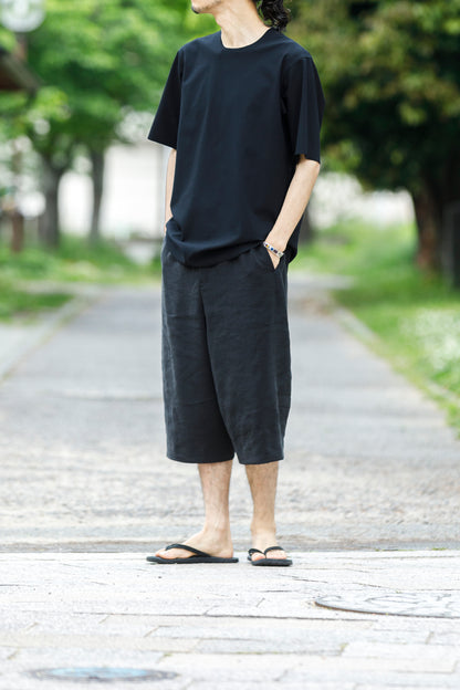 山内 yc55-261 / 強撚フリーカットポンチ・ショートスリーブTシャツ - Black