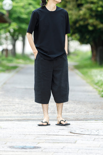 山内 yc55-261 / 強撚フリーカットポンチ・ショートスリーブTシャツ - Black