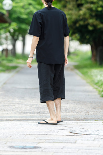 山内 yc55-261 / 強撚フリーカットポンチ・ショートスリーブTシャツ - Black