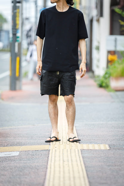 山内 yc55-261 / 強撚フリーカットポンチ・ショートスリーブTシャツ - Black