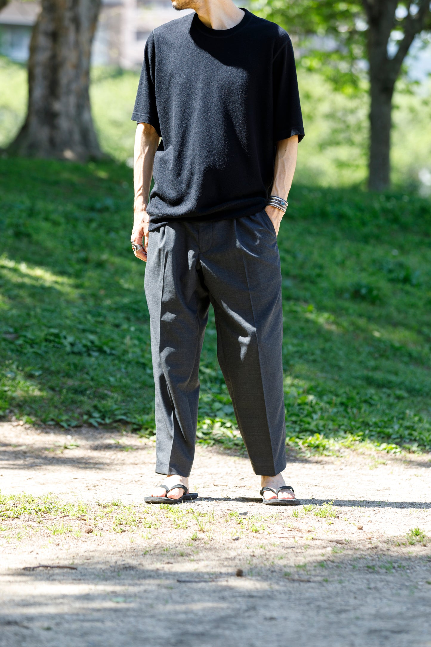 山内 / 26155/1/17強撚シルクヘビー天竺・ショートスリーブTシャツ - Black