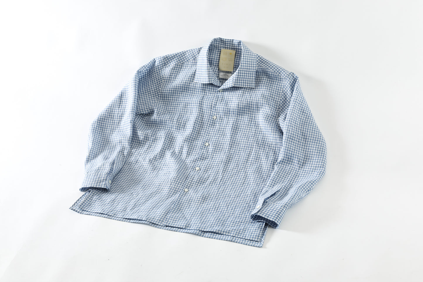 KIMURA / Whole oblong collar shirt L/S _ Albini linen - GINGHAM