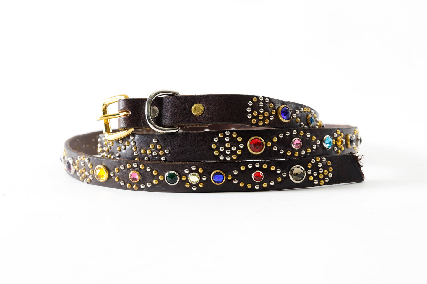 GOODKARMA DEVELOPMENT / Narrow Studs Belt "ASHBURY" - Brown サイズ3(34インチ)