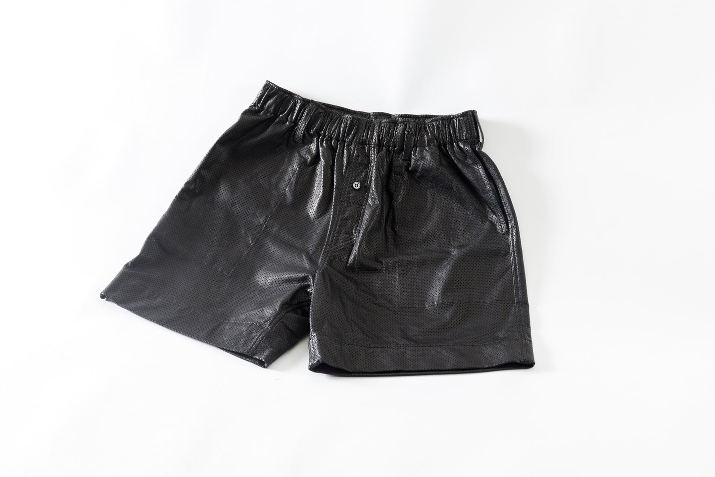 Willow Pants / P-007 Leather Shorts - Black(Punching Leather)