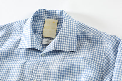 KIMURA / Whole oblong collar shirt L/S _ Albini linen - GINGHAM
