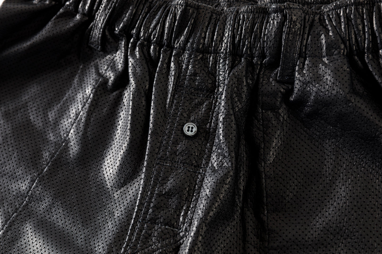 Willow Pants / P-007 Leather Shorts - Black(Punching Leather)
