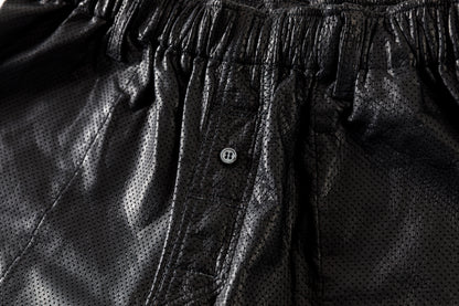 Willow Pants / P-007 Leather Shorts - Black(Punching Leather)