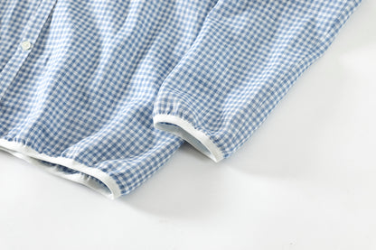 KIMURA / narrowing cardigan_Albini linen - GINGHAM