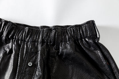 Willow Pants / P-007 Leather Shorts - Black(Punching Leather)