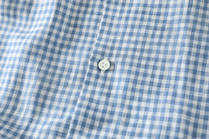 KIMURA / Whole oblong collar shirt L/S _ Albini linen - GINGHAM