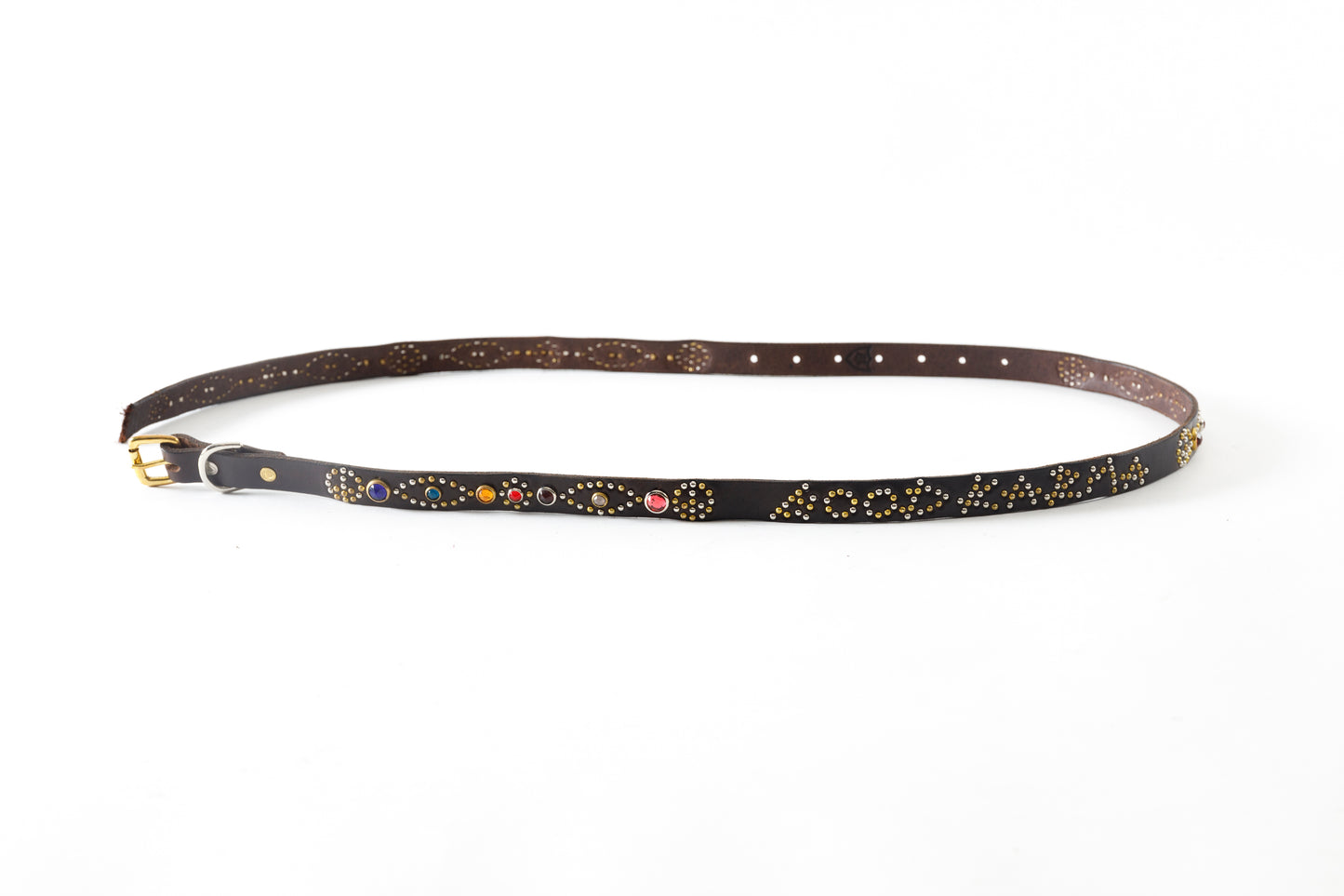 GOODKARMA DEVELOPMENT / Narrow Studs Belt "ASHBURY" - Brown サイズ3(34インチ)
