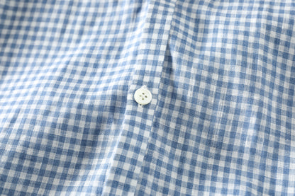 KIMURA / narrowing cardigan_Albini linen - GINGHAM