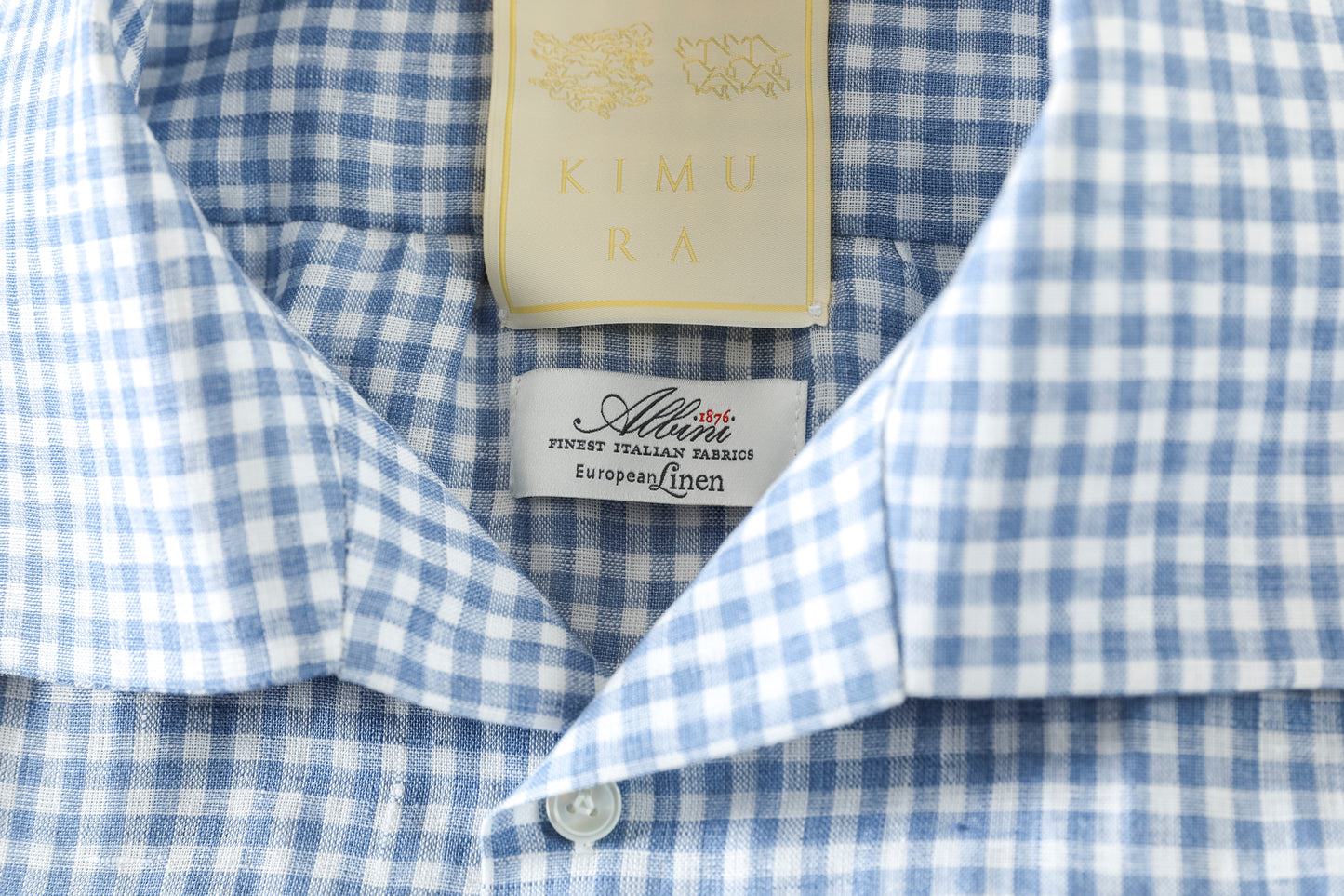 KIMURA / Whole oblong collar shirt L/S _ Albini linen - GINGHAM