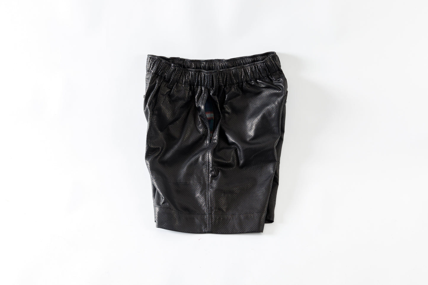 Willow Pants / P-007 Leather Shorts - Black(Punching Leather)