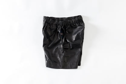 Willow Pants / P-007 Leather Shorts - Black(Punching Leather)