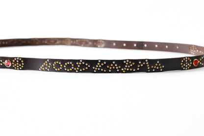 GOODKARMA DEVELOPMENT / Narrow Studs Belt "ASHBURY" - Brown サイズ3(34インチ)