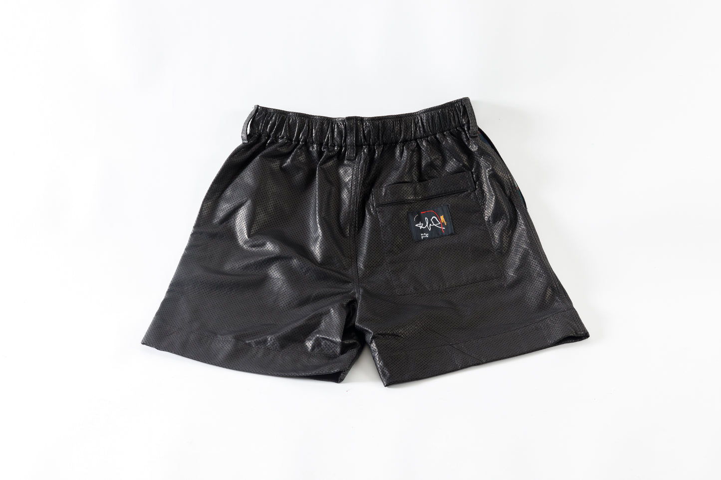 Willow Pants / P-007 Leather Shorts - Black(Punching Leather)