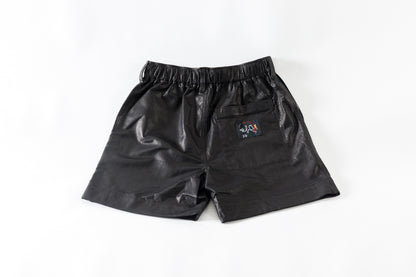 Willow Pants / P-007 Leather Shorts - Black(Punching Leather)