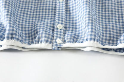 KIMURA / narrowing cardigan_Albini linen - GINGHAM