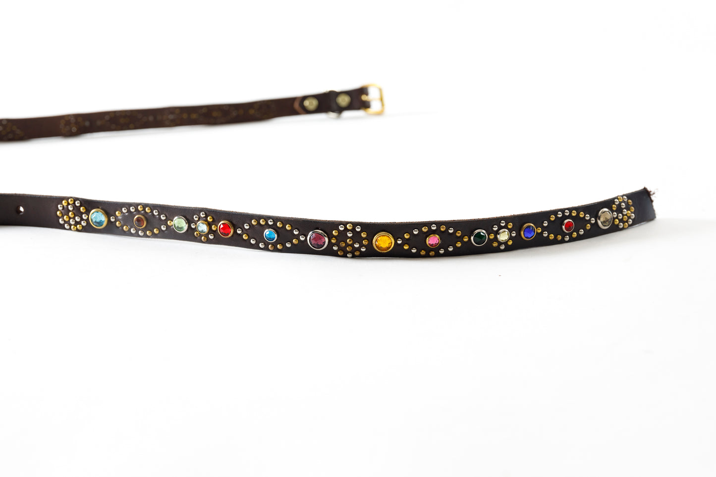 GOODKARMA DEVELOPMENT / Narrow Studs Belt "ASHBURY" - Brown サイズ3(34インチ)