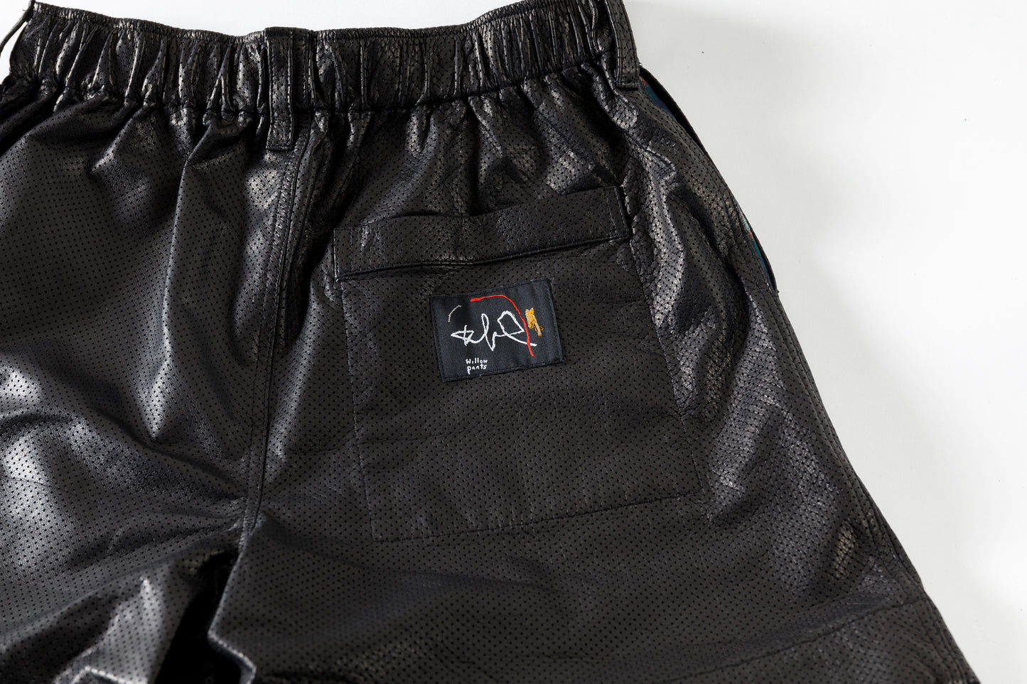 Willow Pants / P-007 Leather Shorts - Black(Punching Leather)