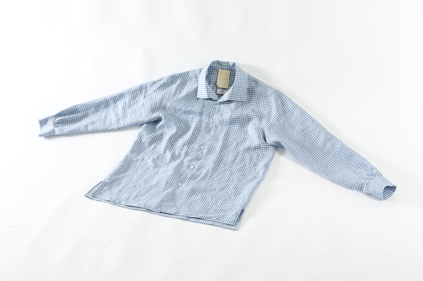 KIMURA / Whole oblong collar shirt L/S _ Albini linen - GINGHAM