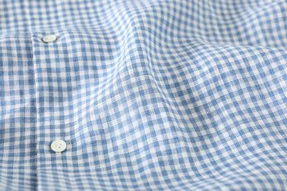 KIMURA / Whole oblong collar shirt L/S _ Albini linen - GINGHAM