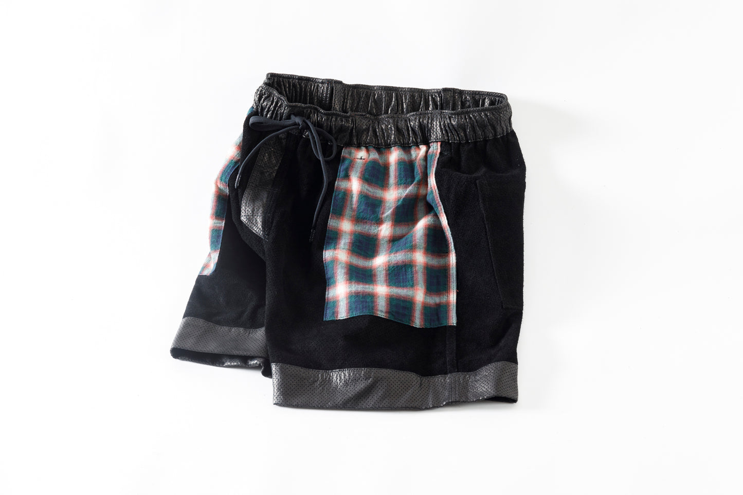 Willow Pants / P-007 Leather Shorts - Black(Punching Leather)