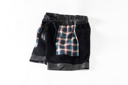 Willow Pants / P-007 Leather Shorts - Black(Punching Leather)