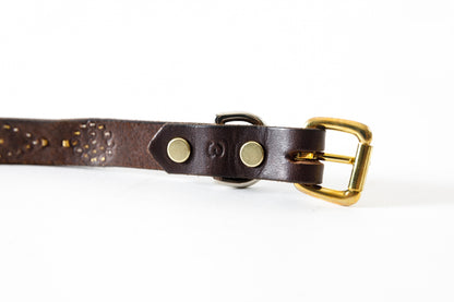 GOODKARMA DEVELOPMENT / Narrow Studs Belt "ASHBURY" - Brown サイズ3(34インチ)