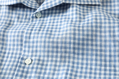 KIMURA / Whole oblong collar shirt L/S _ Albini linen - GINGHAM