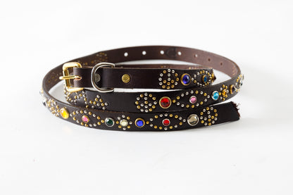 GOODKARMA DEVELOPMENT / Narrow Studs Belt "ASHBURY" - Brown サイズ3(34インチ)