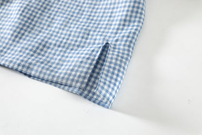 KIMURA / Whole oblong collar shirt L/S _ Albini linen - GINGHAM