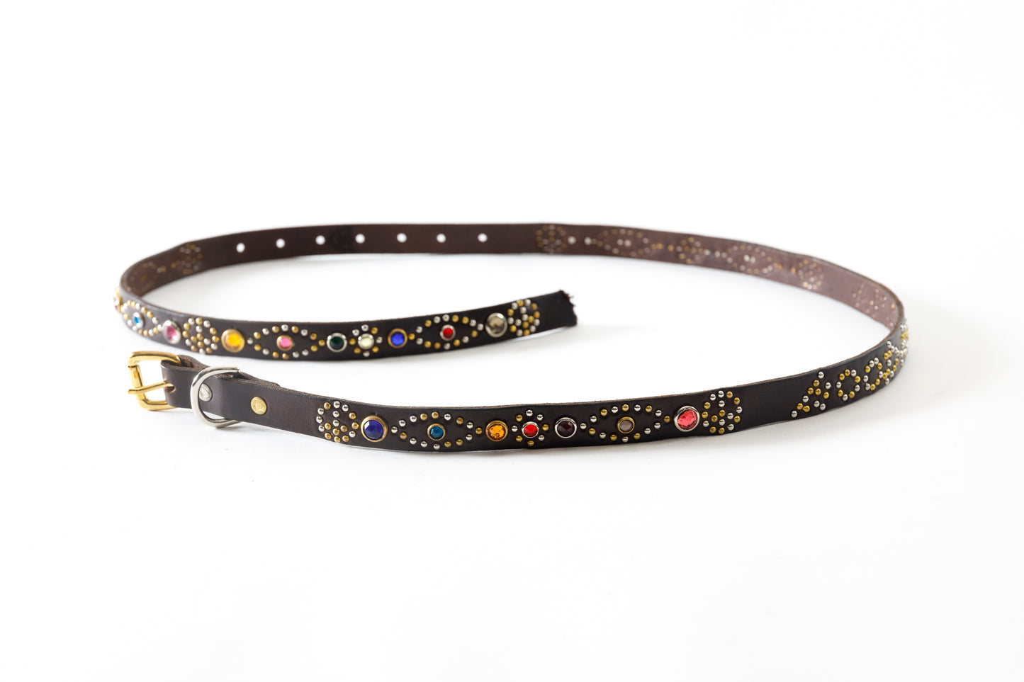 GOODKARMA DEVELOPMENT / Narrow Studs Belt "ASHBURY" - Brown サイズ3(34インチ)