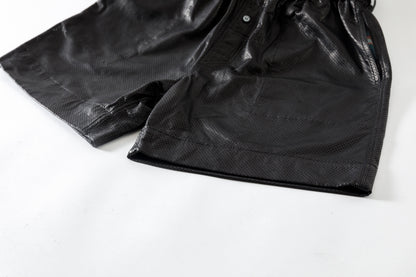 Willow Pants / P-007 Leather Shorts - Black(Punching Leather)