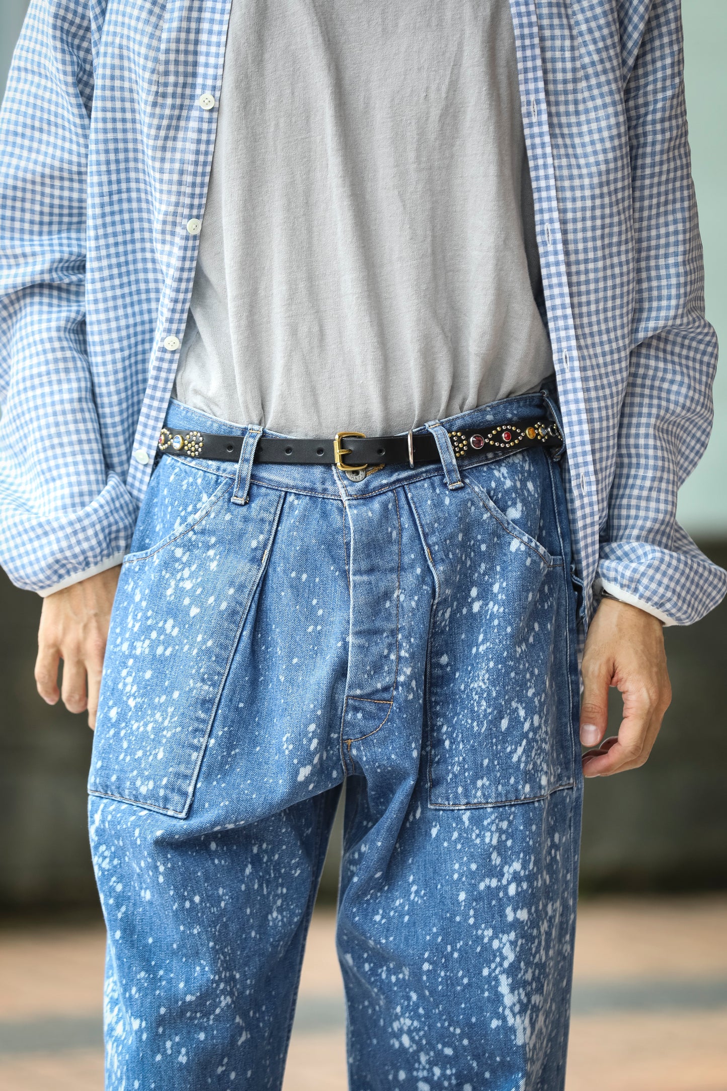 GOODKARMA DEVELOPMENT / Narrow Studs Belt "ASHBURY" - Black サイズ2(32インチ)