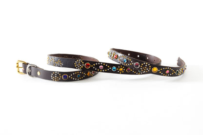 GOODKARMA DEVELOPMENT / Narrow Studs Belt "ASHBURY" - Brown サイズ3(34インチ)