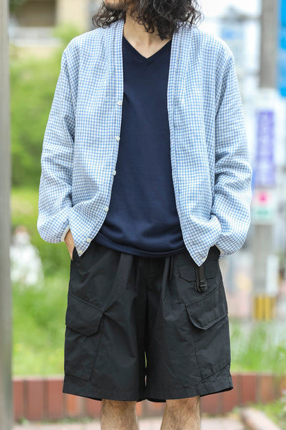 KIMURA / narrowing cardigan_Albini linen - GINGHAM