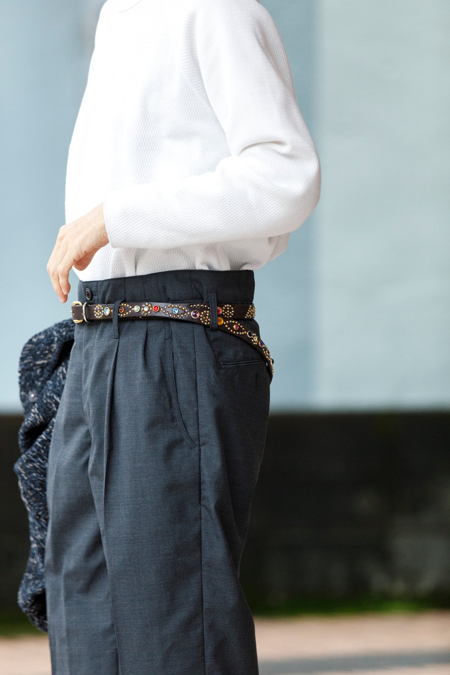GOODKARMA DEVELOPMENT / Narrow Studs Belt "ASHBURY" - Brown サイズ3(34インチ)