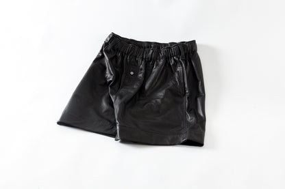 Willow Pants / P-007 Leather Shorts - Black(Punching Leather)