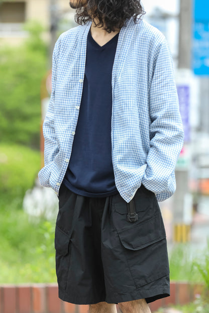 KIMURA / narrowing cardigan_Albini linen - GINGHAM