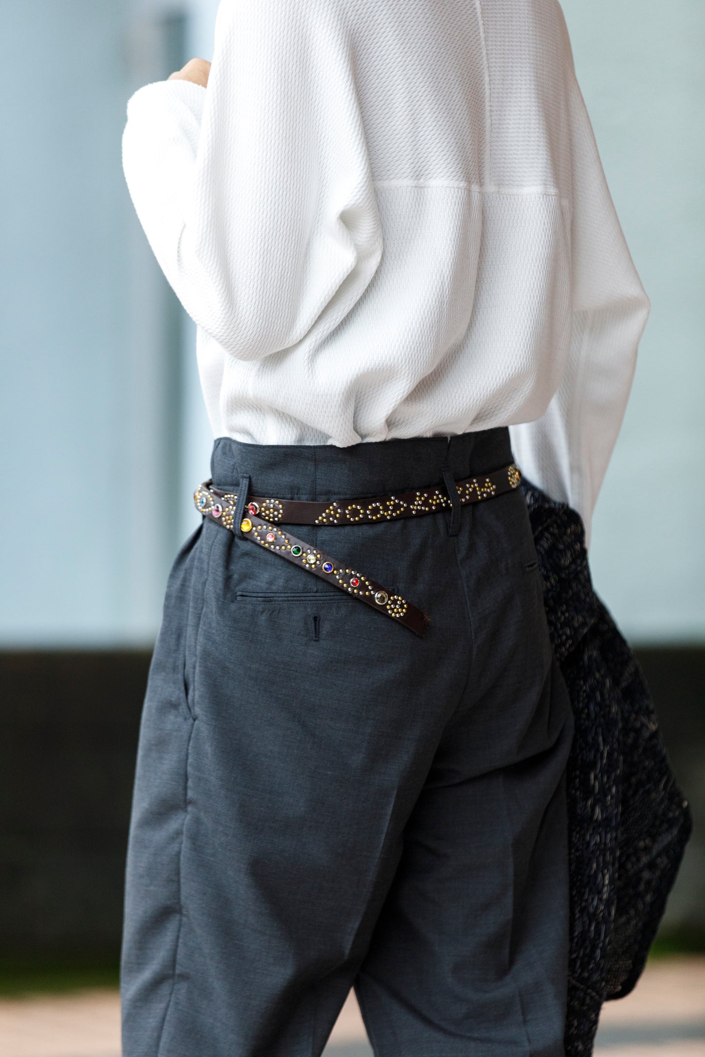 GOODKARMA DEVELOPMENT / Narrow Studs Belt "ASHBURY" - Brown サイズ3(34インチ)