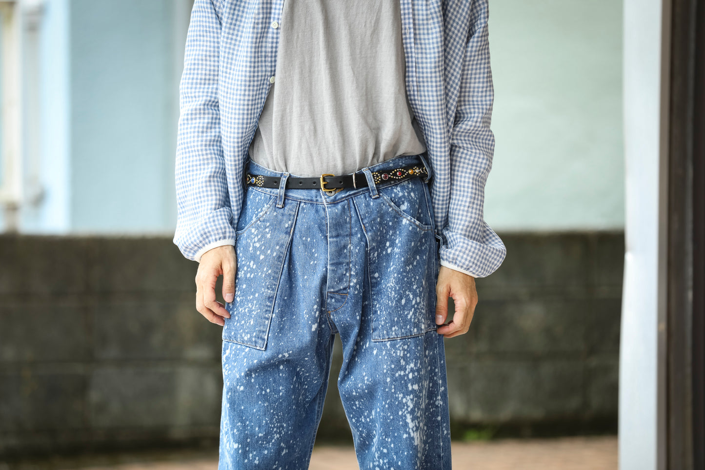 GOODKARMA DEVELOPMENT / Narrow Studs Belt "ASHBURY" - Black サイズ2(32インチ)