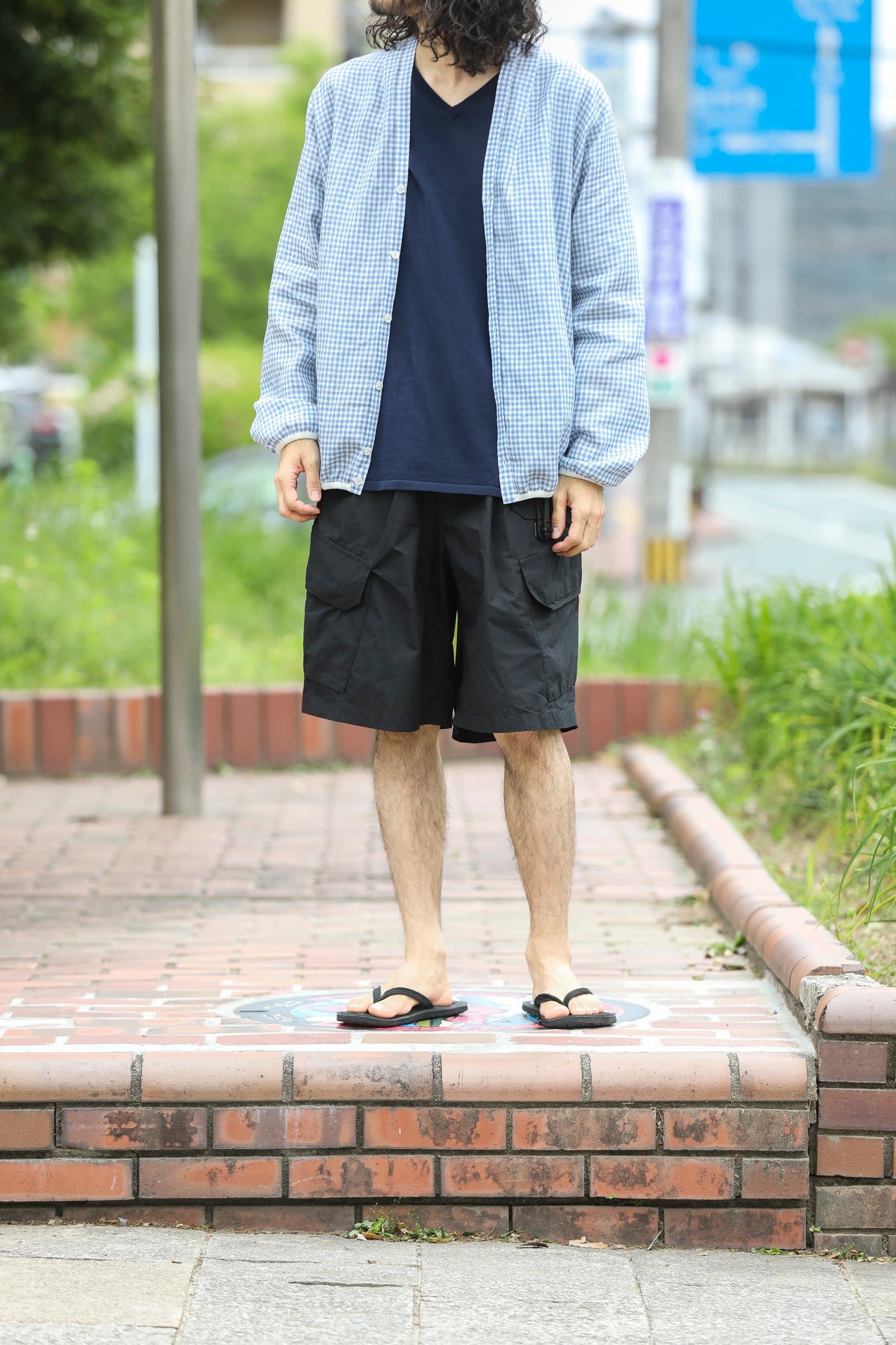 KIMURA / narrowing cardigan_Albini linen - GINGHAM