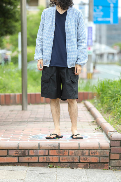KIMURA / narrowing cardigan_Albini linen - GINGHAM