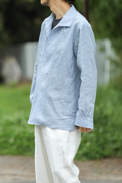 KIMURA / Whole oblong collar shirt L/S _ Albini linen - GINGHAM