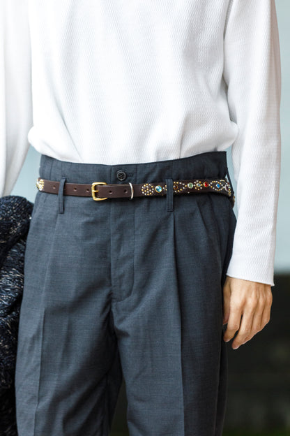 GOODKARMA DEVELOPMENT / Narrow Studs Belt "ASHBURY" - Brown サイズ3(34インチ)