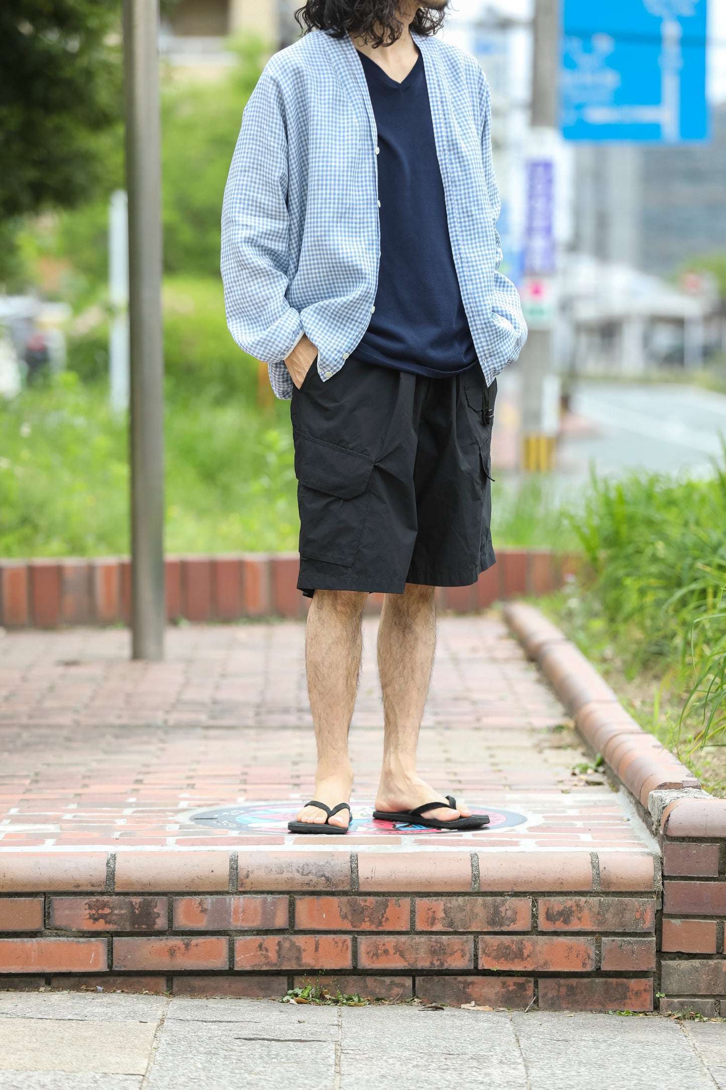 KIMURA / narrowing cardigan_Albini linen - GINGHAM